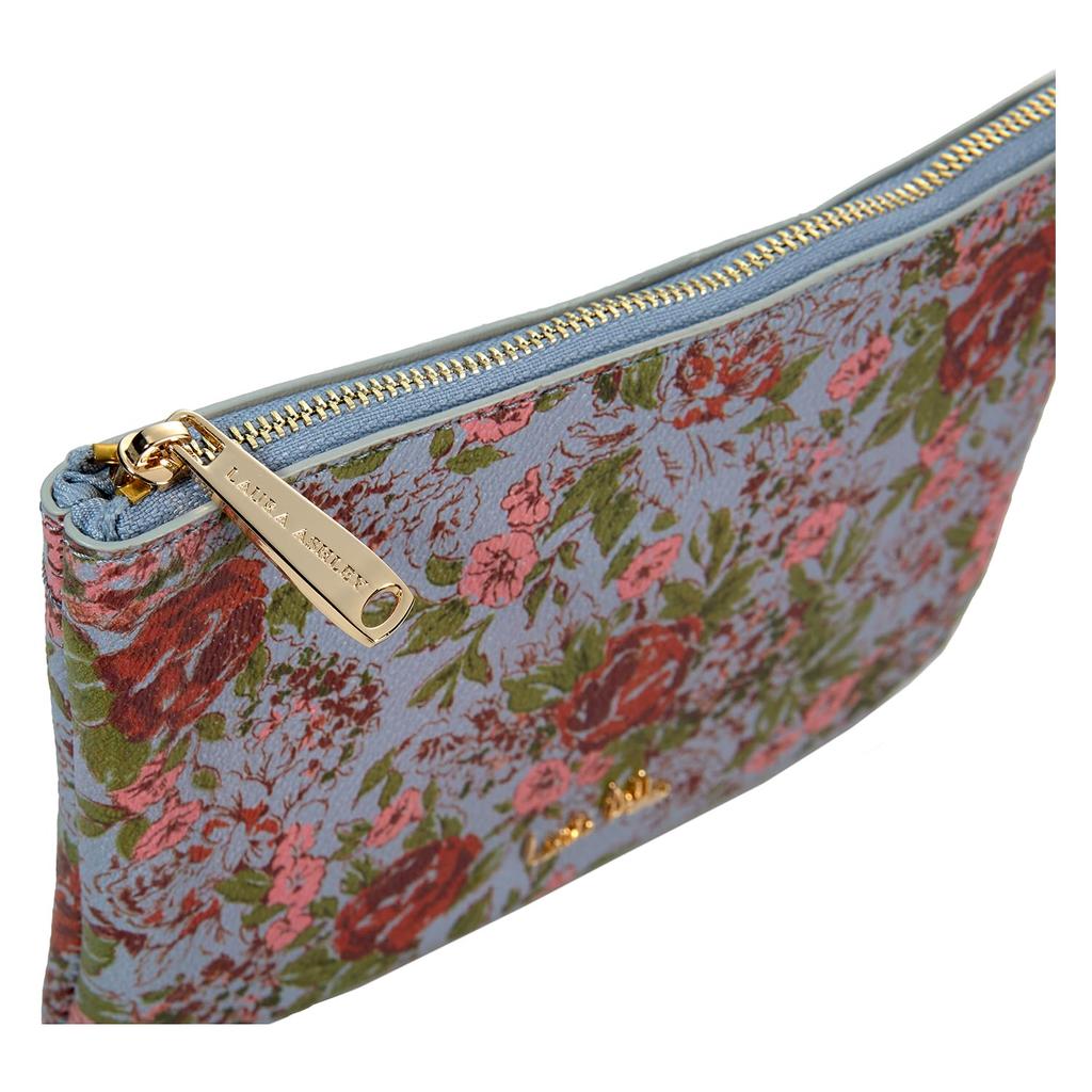 Аксессуар светло-голубой [Laura Ashley] Косметичка, чехол, милый, стильный, женский, цветочный, ботанический, Крэнсфорд, элегантный, ilpp-02-blue,