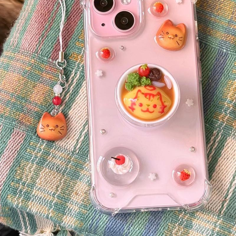 Милый оранжевый кот цепочка для мобильного телефона мультяшный котенок брелок сумка кулон анти-потеряшка шнурок ремешок для наушников камера цепочка подарок