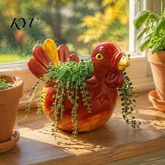 Hand Painted Rustic Home Decor Hand-painted Resin Turkey Ornament for Thanksgiving, Autumn Harvest Desktop Storage Ornaments Thanksgiving Organizer,