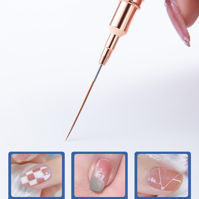 Лайнер для ногтей Diy Drawing Painting Flower Line Stripes Pen 4Mm-25Mm Metal Handle Nail Art Brush With Cover Nail Brushs