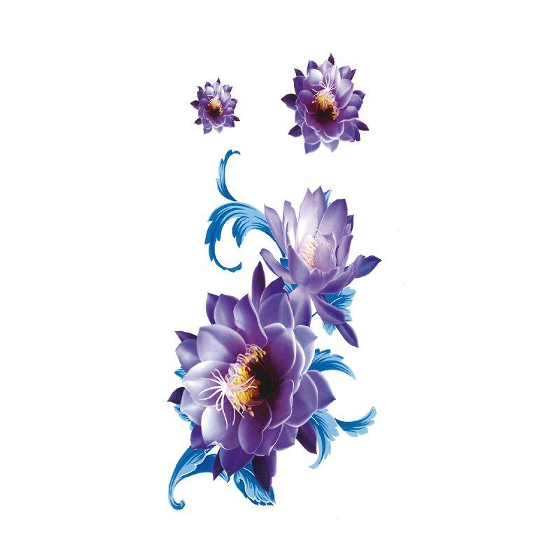 Наклейка с изображением цветка голубой розы, большой узор в виде цветка сливы, водонепроницаемая наклейка с изображением цветка на руке, образец татуировки