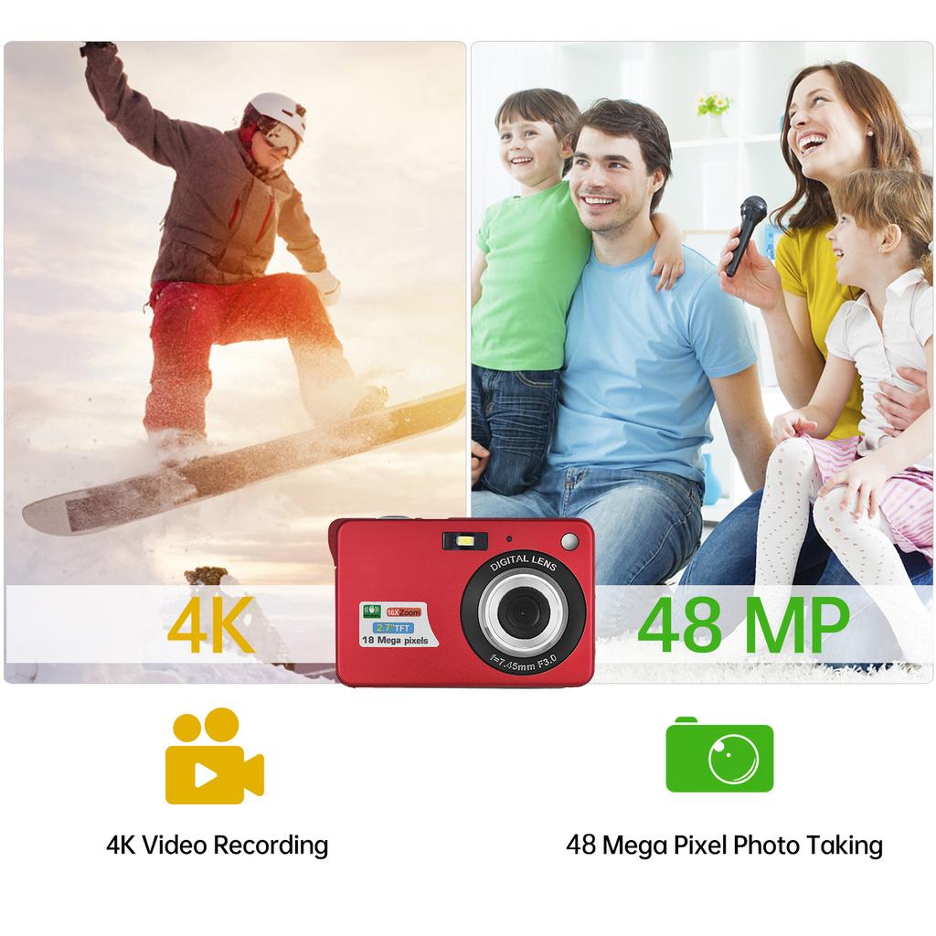 4K Digital Camera Video Camera Camcorder 48MP 2.8 Inch TFT Screen Auto Focus 16X Digital Zoom Anti shake Face Detect