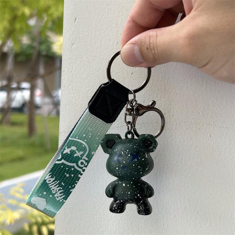 Internet Celebrity Violent Bear Creative Cartoon Gradient Figure Chameleon Bear Key Chain Car Accessories Couple Bag Pendant