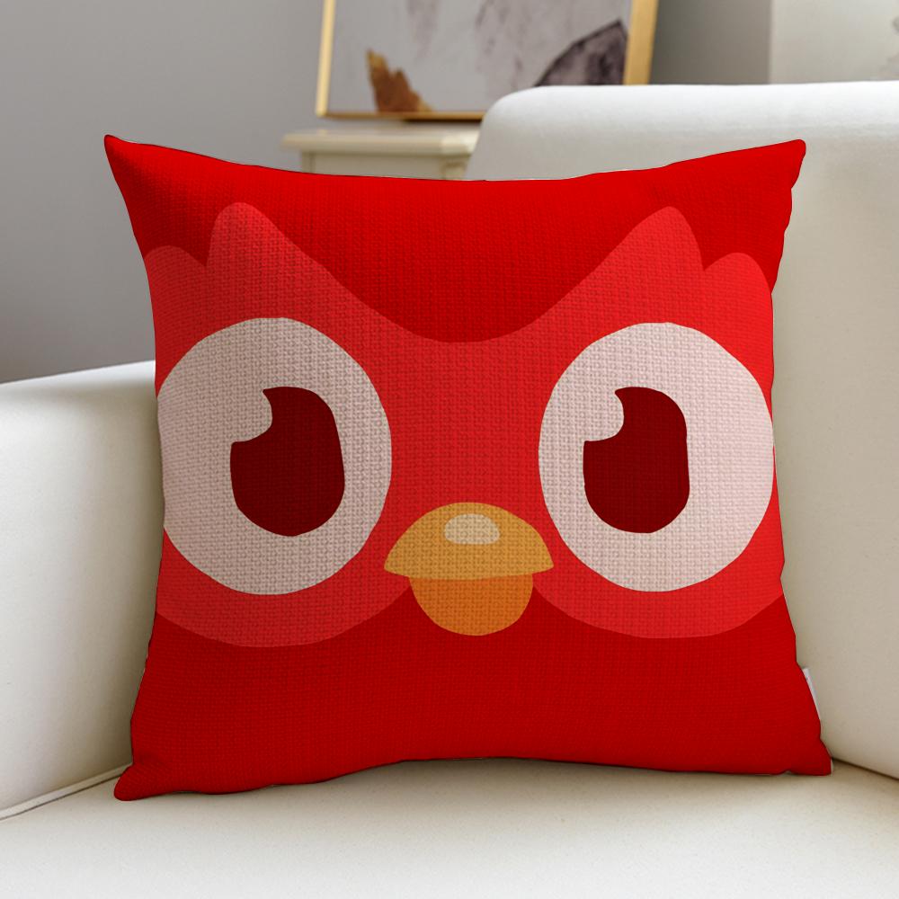 Fun DDuolingoS Cushion Cover Breathable and skinfriendly linen pillowcase square removable and washable cushion