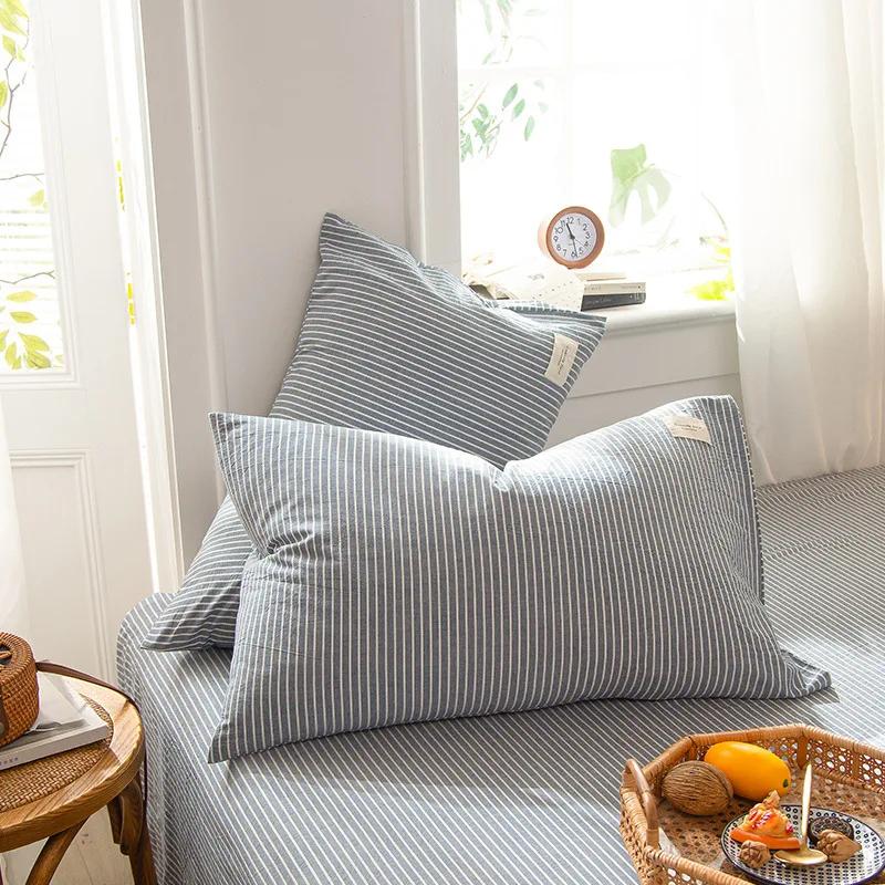 1 Pair Solid Color Plaid Printed Pillowcase Soft Cotton Throw Pillows Covers 30x50 40x60 48x74 Cushion Case for Bed Home Decor