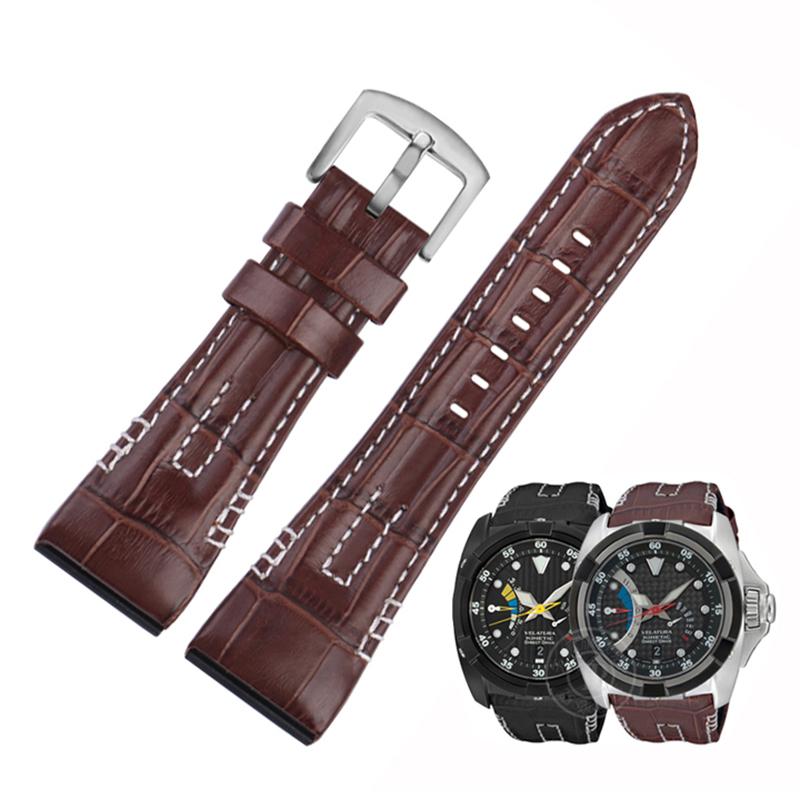 ONE26мм Натуральная кожаный Ремешок для часов Seiko VELATURA/SRH Серии SRH013 SPC007J1 SPC007 Ремешок С Стальной Пряжкой Ремешок для часов БраслетMN