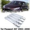 Luxury Chrome Door Handle Cover Tim Protection Cover for Peugeot 307 2002 2003 2004 2005 2006 2007 2008 Car Accessorise Sticker