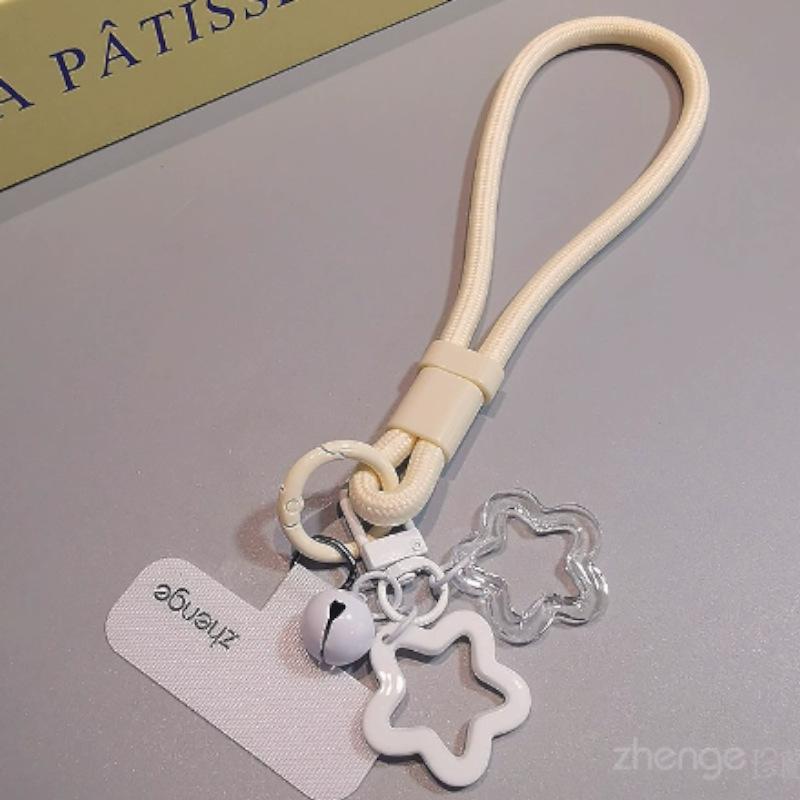 Женский хлопковый плетеный шнурок для телефона с подвеской-колокольчиком в виде звезды и дизайном дофамина