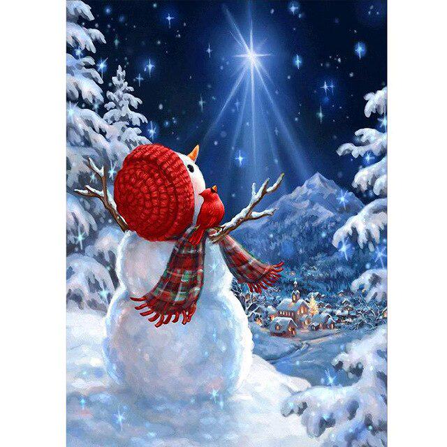 5D DIY Алмазная картина Снеговик Полный круглый Стразы Рождественская мозаика Ручная алмазная вышивка