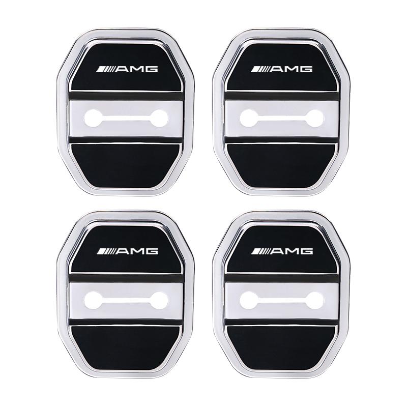 4Pcs Car Door Lock Buckle Protective Covers Shock Absorber Pad Stickers For Mercedes Benz AMG W213 W206 W205 W204 W212 W203 W223