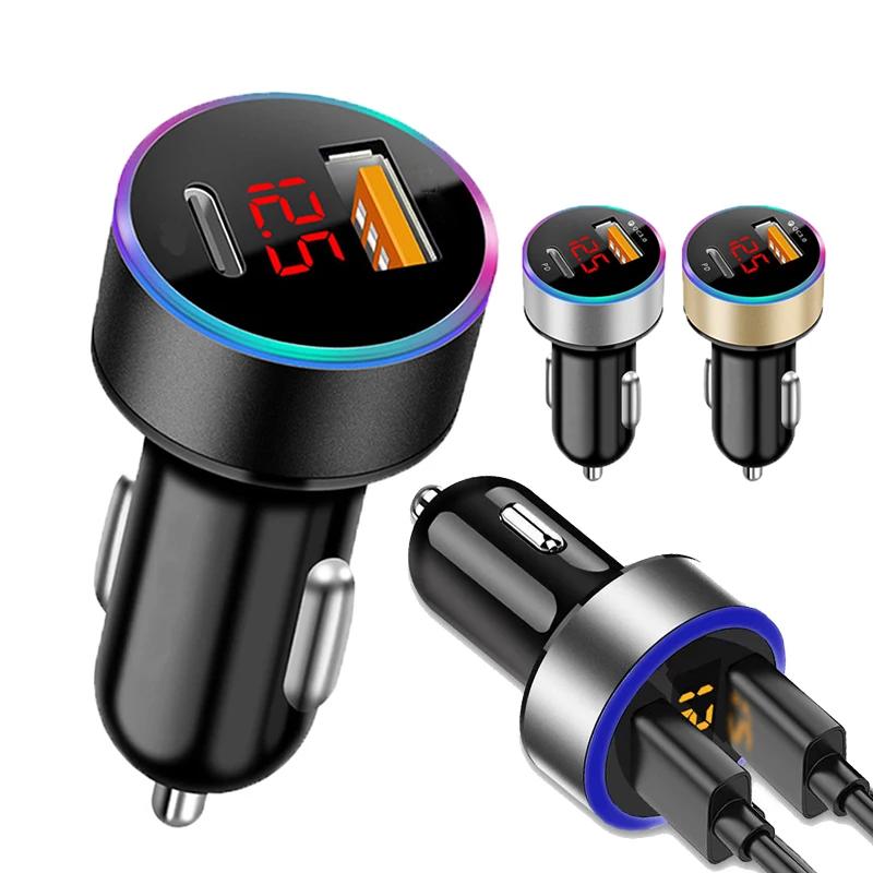 Автомобильное зарядное устройство 66 Вт, сверхбыстрая зарядка, 2 порта USB, 12 В, адаптер для зарядки iPhone 14 Plus 13 Pro Max Samsung Mi Oneplus OPPO Huawei