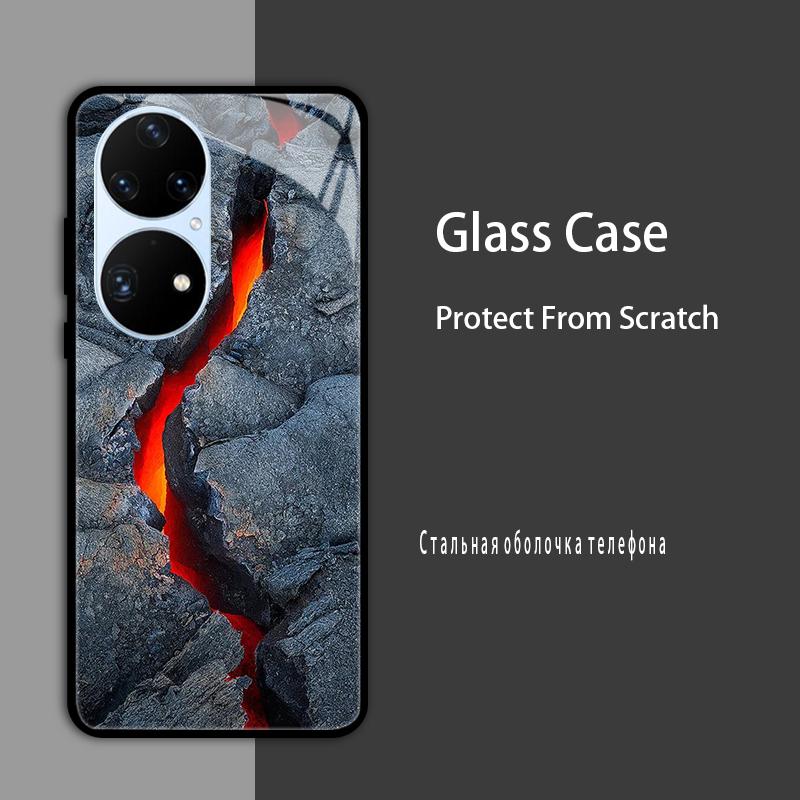 Чехол для Huawei P50 Pro P50E P 50 Роскошный закаленный стеклянный чехол для телефона Huawei P50 E Задняя крышка Модный защитный чехол P50Pro