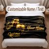 Cristiano Ronaldo Printed Flannel Blanket Custom Name Text Soft Warm Throw For Bedroom Holiday Gift