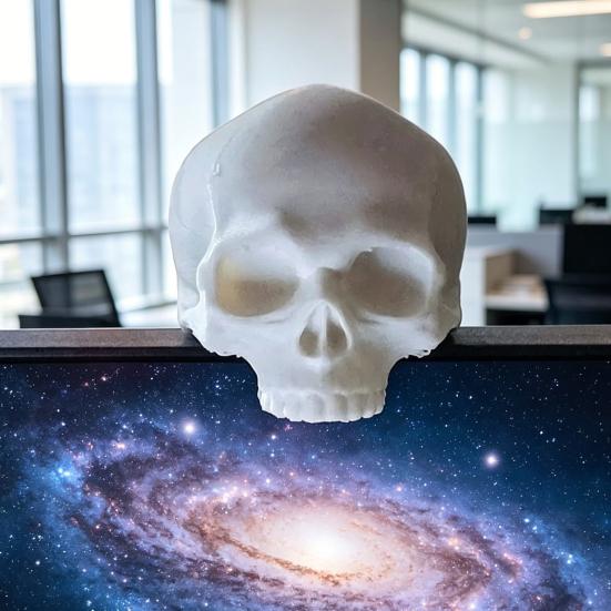 Декорация в виде черепа с защелкой для крепления на край монитора 3D-печатная миниатюрная фигурка черепа для края экрана компьютера/телевизора Уникальное готическое настольное украшение