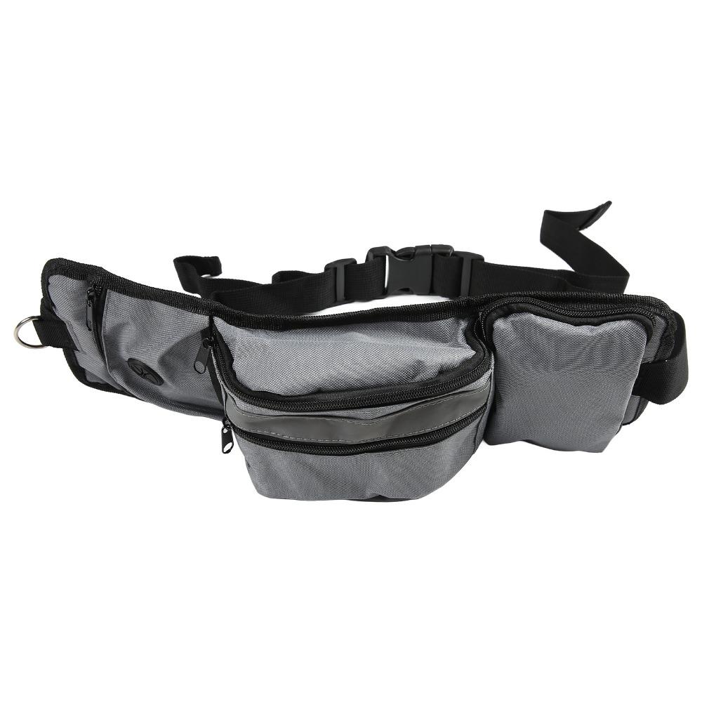 Multi Pockets Pet Training Waist Bag Grey Pet Food Storage Bag Pet Obedience Training