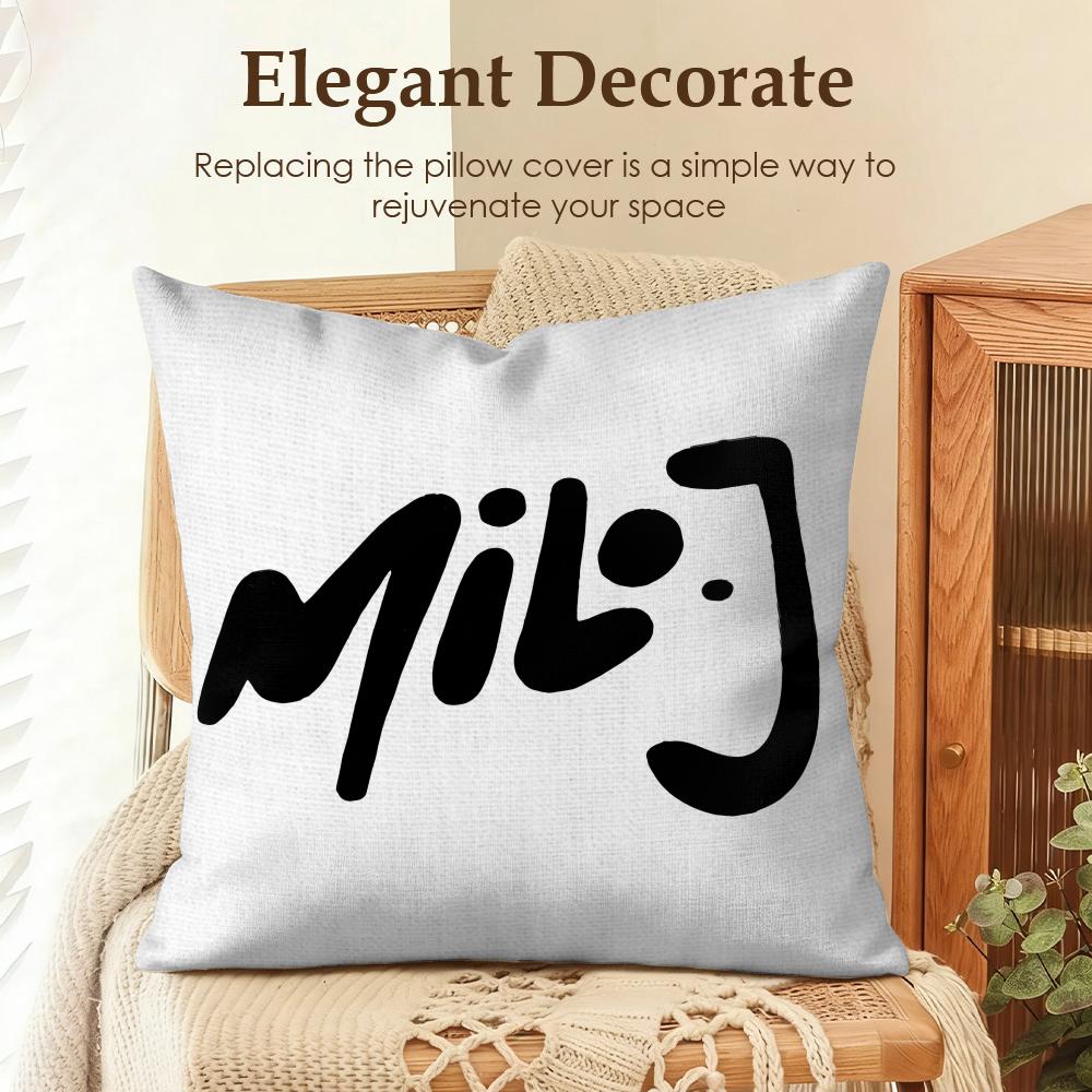Rapper SInger MMilo j Cushion Cover Natural Linen Organic Fabric DoubleSided Printing Sofa Home Decor Gift Pillow Case