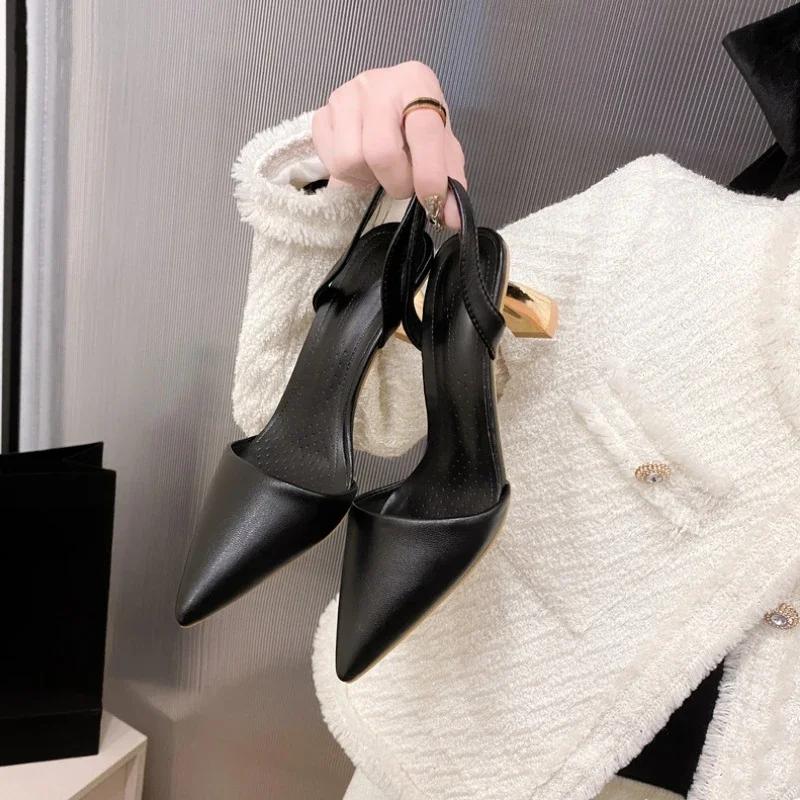 Women Slingback Design Thin Heeled Pumps High Heels Sandals for Woman Slip On Pointed Toe Party Shoes Sexy Versatile Heels Women