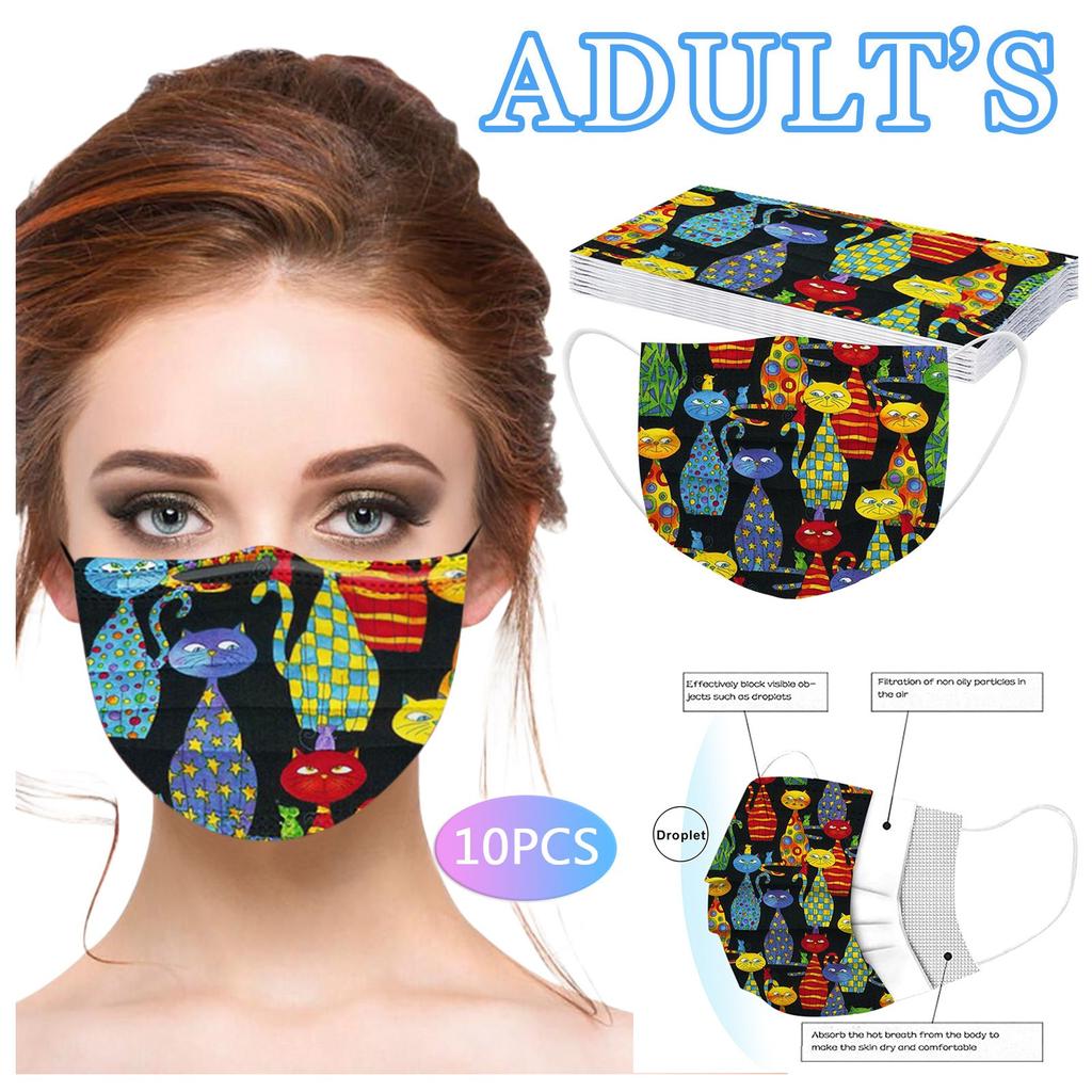 10PCS Adult's Mask Disposable Face Mask Industrial 3Ply Ear Loop