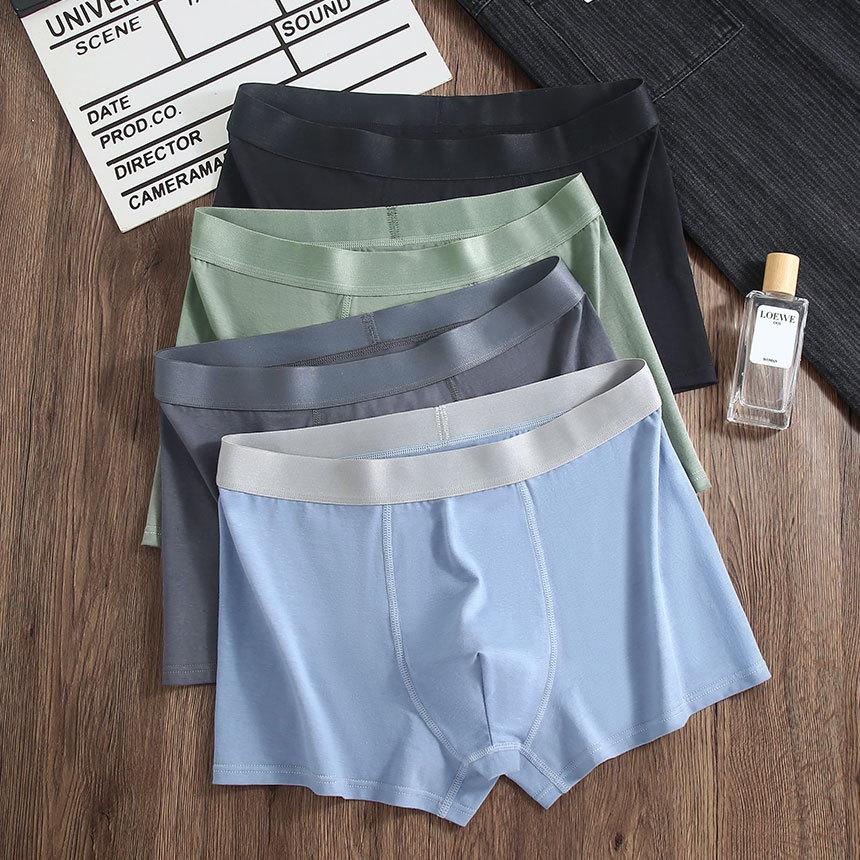 4 PCS Men's Underwear Men's Pure Cotton Antibacterial Boxers Youth Cotton Breathable Boxers Boys' Shorts Underwear
