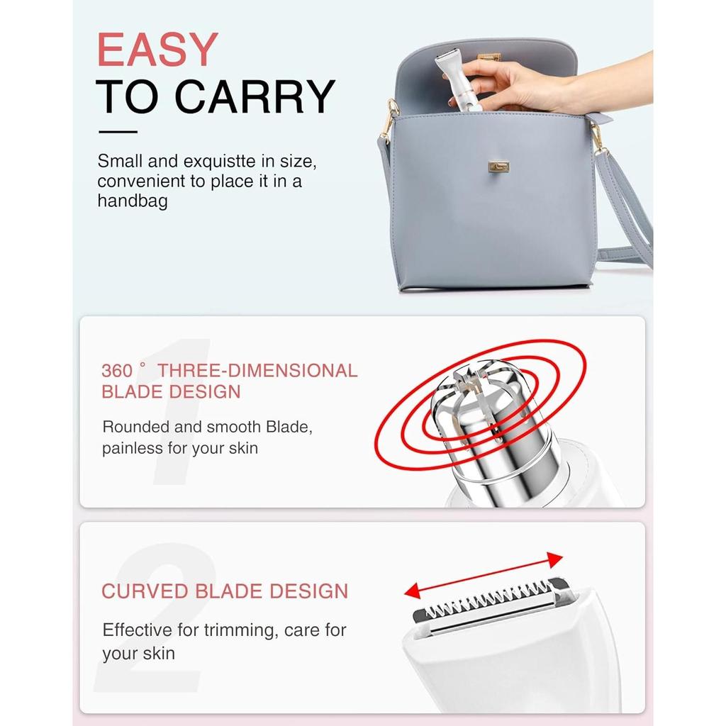 Facial Hair Removal for Women, 5 In 1 Electric Razor for Women, Painless Eyebrow Trimmer Bikini Trimmer Hair Remover Kit