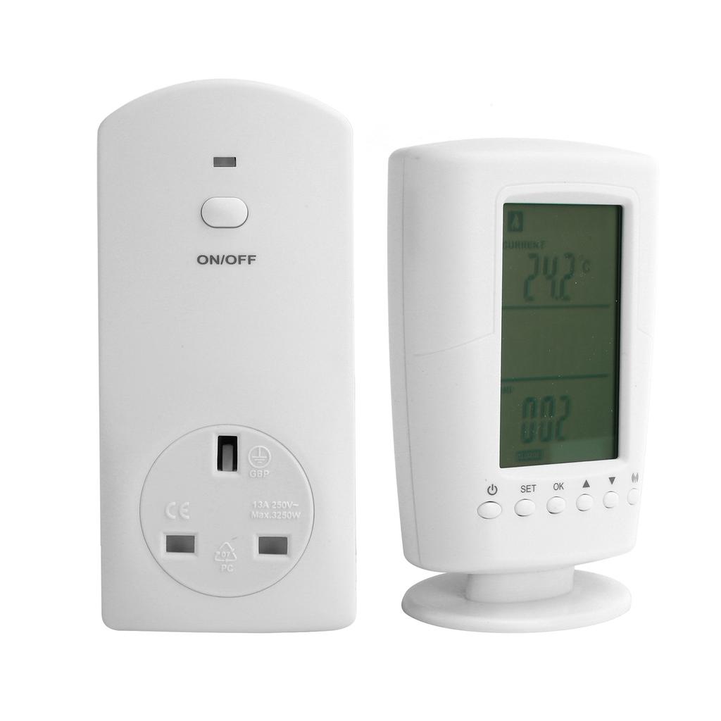 ЖК-контроллер температуры с подсветкой беспроводной пульт дистанционного программирования термостата розетка UK 250V 13A