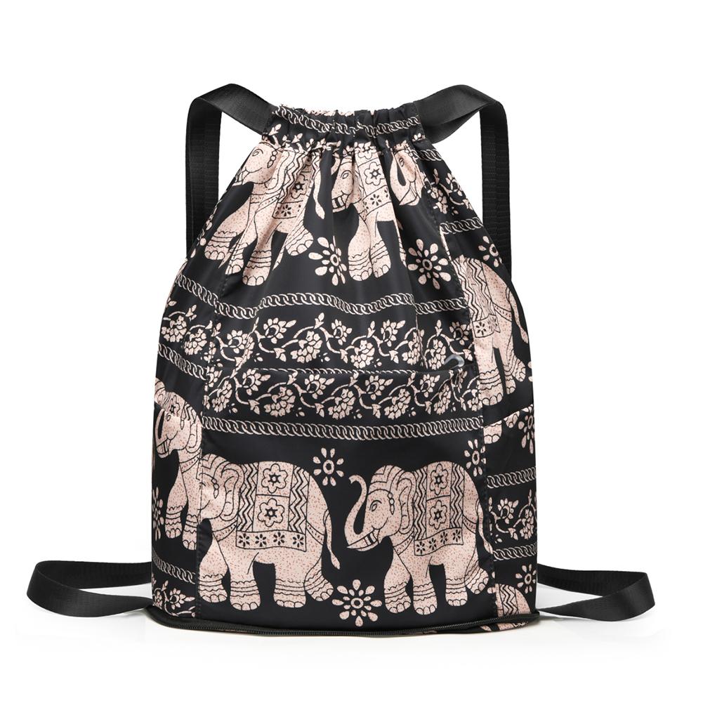 Drawstring Casual Backpack Waterproof Unisex Sports Gym Sack Foldable Multifunctional Multiple Pockets for Hiking Travel Camping