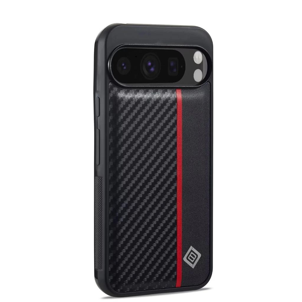 Carbon Fiber Texture PU Leather Phone Case for Google Pixel 9 Pro XL 9 8 7 Pro 7A 8A Shockproof Full Protection Cover Coque