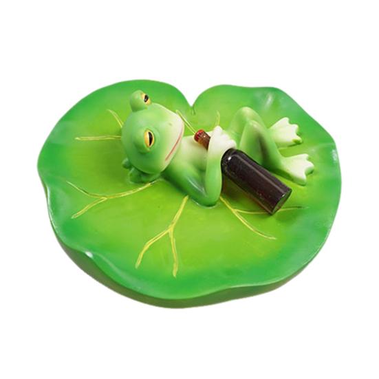 Garden Floating Frog Figurine Pond Frog Decoration Resin Drunken Frog Lying On Lily Pad Statue for Aquarium Pond Fish Tank