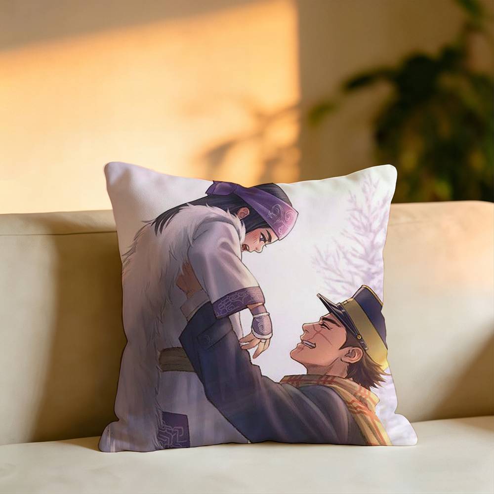 Pop Anime GGolden Kamuy Square DoubleSided printed Pillow Case Bedroom Bedside Pillow Sofa Cushion Cover