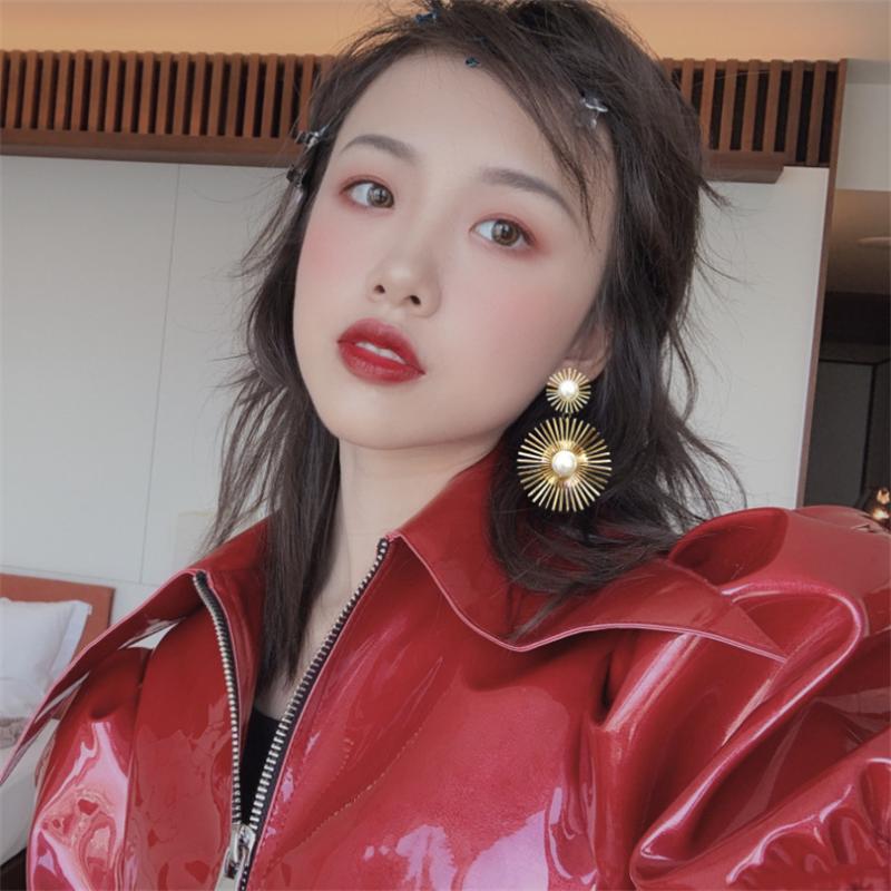 Преувеличенный новый модный темперамент круглые висячие серьги для женщин и девушек подарочные ювелирные изделия оптом