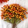 100-Pack Autumn Harvest Artificial Flowers, Thanksgiving Orange-Red Berry Stems, Hand-Twisted Floral Branches for DIY Decor, Vase Arrangements