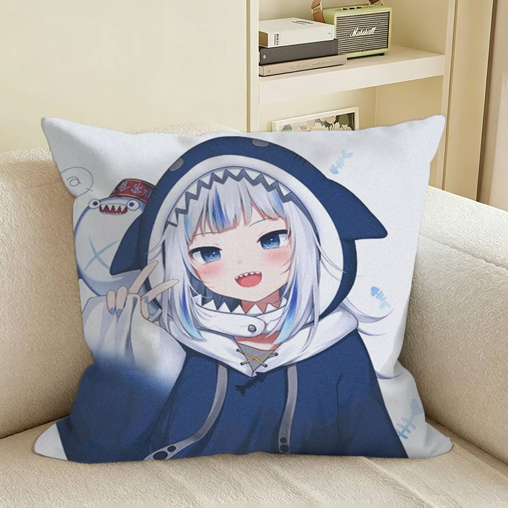 HoloEN GGawr GGura VTuber Square Sofa Pillow Cover Solid Color Living Room Home Decor Cushion Case