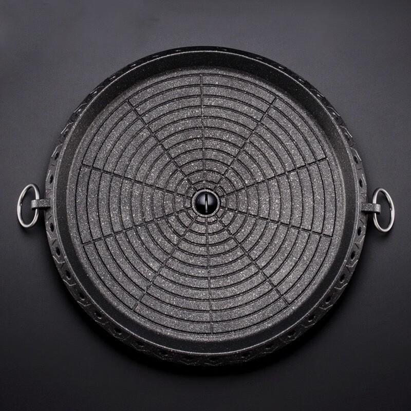 ZISIZ Round Coated Smokeless BBQ Grill Pan