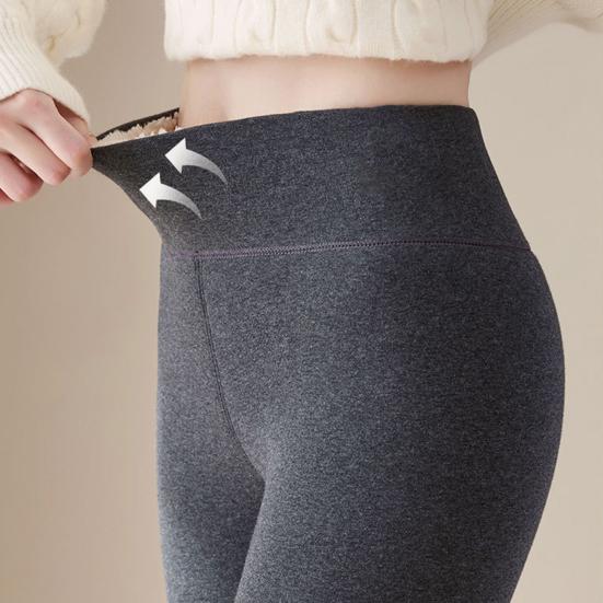 Winter Leggings High Versatile Thickened Velvet Waist Slim Butt Lifting Leggings Solid Color Warm