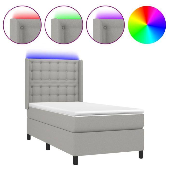 Maison Exclusive - Sommier à lattes de lit matelas LED Gris clair 90x200cm Tissu