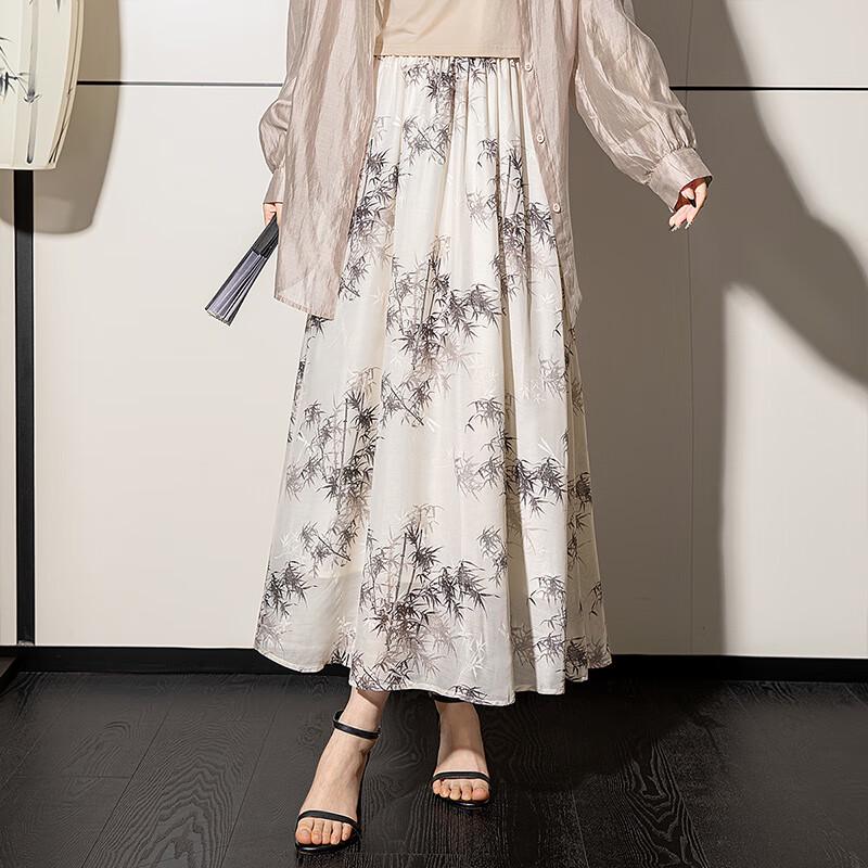 Sibaishe Elegant Floral Print Midi Skirt