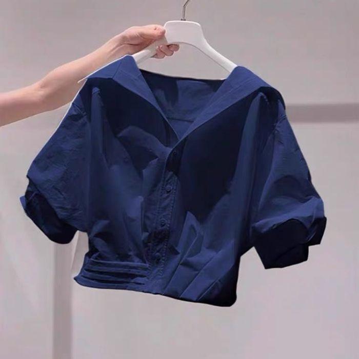 Elegant White Polo Shirt For Women With Stretch Fabric Short Sleeve Summer Top