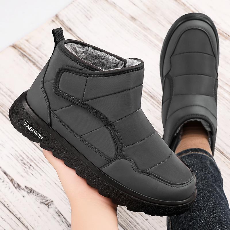 Men's Padded Lining Soft Thick Sole Heightened Outdoor Thickened Warm Lightweight Comfortable Stirrup Ground Cotton Shoes Snow Boots Cotton Shoes