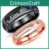 Его Королева Ее Король Кольцо из нержавеющей стали с короной, инкрустированной стразами, для влюбленных