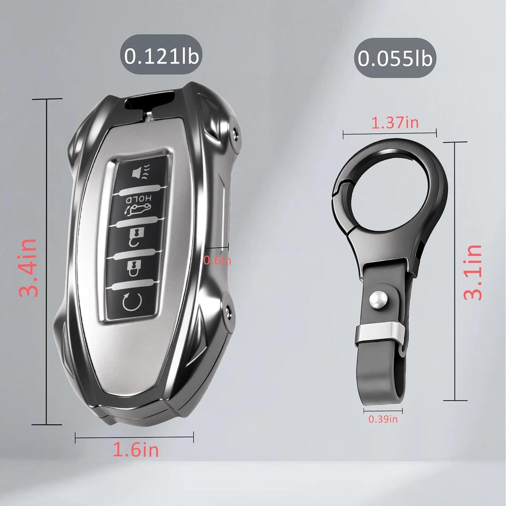 for Nissan Heavy Key Fob Cover with Keychain Zinc Alloy Metal Key Fob Case Compatible with Altima Armada Maxima Murano Sentra Rogue Pathfinder (Round