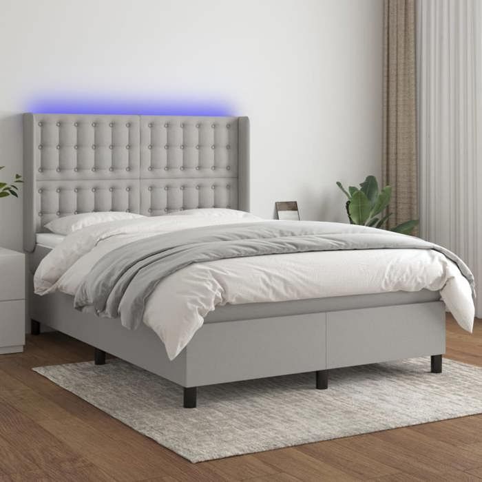 Maison Exclusive - Sommier à lattes de lit matelas LED Gris clair 140x200 cm Tissu