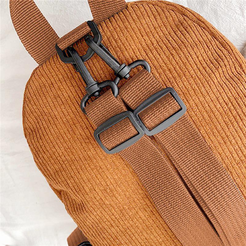 Women Fashion Travel Small Daypacks Lightweight Simple Corduroy Double Shoulder Bag School Backpacks