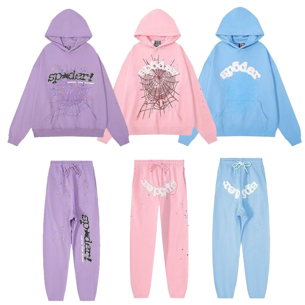 New pullover print American trend street heavy loose men's and women's hooded sweater set