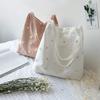 Small Canvas Tote Bag for Women Girls Shopper Designer Handbag Casual Embroidery with Daisy Crochet Cute Mesh Shoulder Bags