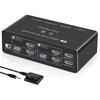 Двойной HDMI KVM-переключатель KVM-переключатель 4K 144 Гц Переключатель 2 мониторов и дисплеев 2 входа 2 выхода Совместное использование 2 экранов с 2 ПК Совместное использование USB 2 входа 4 выхода