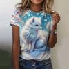 3D Printed Fox Pattern Women's T-shirt Summer Casual Round Neck Top Short Sleeved Loose T-shirt Daily Outdoor Short Sleeved