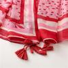 Fresh Cotton Linen Sun Protection Shawl: Red Flower Tassel Silk Scarf for Spring/Summer Travel