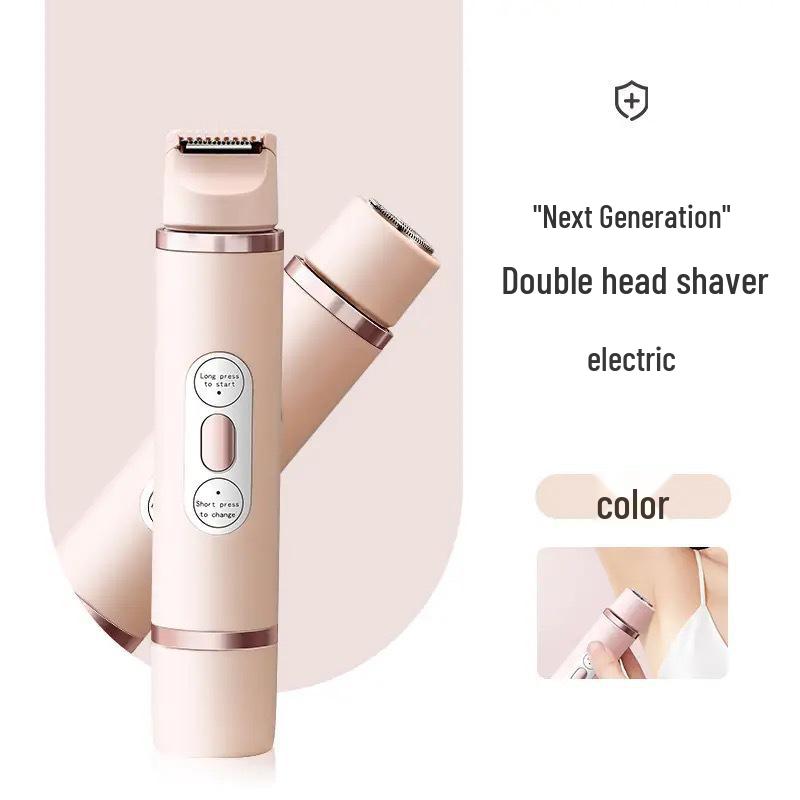 Электрическая женская бритва и триммер с двумя головками для удаления волос на теле и в области бикини
