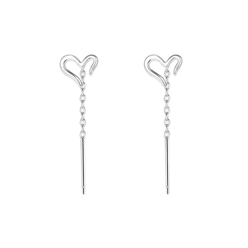 Серьги-бусины фасоль круглые: Модный короткий стиль с цепочкой-подвеской в виде сердца и звезды
