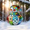 Cute Snowman Suncatcher Acrylic Stained Glass Window Hanging Ornament for Christmas Car Indoor Outdoor Decor